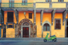 4.	Florence Doorways with Green Vespa, oil on canvas, 24” x 36”,  2008