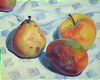 7.	Apple, Mango, Pear (from life), oil on masonite, 8” x10”,  2008