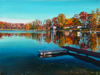 9.	View from the Lake House, MI, oil on canvas,  18” x 24”,  2008